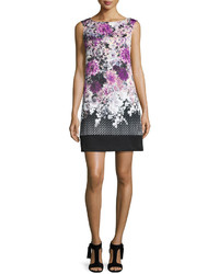 Adrianna Papell Floral Print Shift Dress Purple Multi