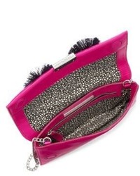 Loeffler Randall Floral Embroidered Suede Tab Clutch