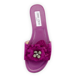 Jimmy Choo Neave Floral Suede Slide Sandal