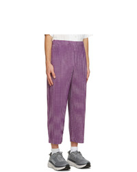 Homme Plissé Issey Miyake Purple Gingham Hologram Trousers