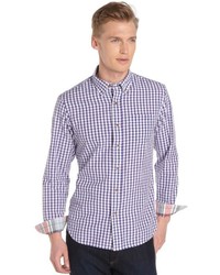 Tailor Vintage Purple Gingham Long Sleeve Cotton Shirt