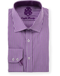 English Laundry Small Gingham Long Sleeve Dress Shirt Purple