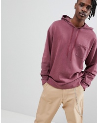 ASOS DESIGN Oversized Hoodie With Cut And Sew Sleeves Burgundy Vintage Wash