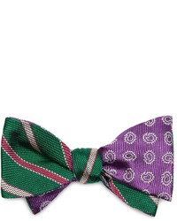 Brooks Brothers Textured Alternating Stripe And Pine Reversible Bow Tie