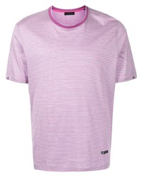 Purple Horizontal Striped Crew-neck T-shirt