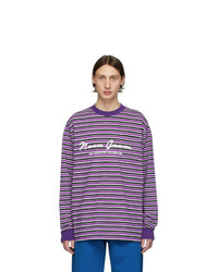 Purple Horizontal Striped Long Sleeve T-Shirt