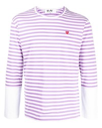Comme Des Garcons Play Comme Des Garons Play Heart Patch Panelled Striped Top