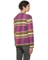 Awake NY Purple Striped Long Sleeve T Shirt