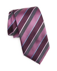 Canali Diagonal Stripe Silk Tie In Purple At Nordstrom