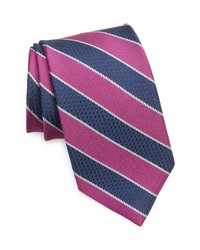 David Donahue Stripe Silk X Long Tie In Navyberry At Nordstrom