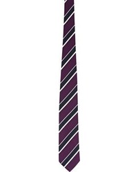 Bigi Bigi Diagonal Striped Satin Necktie Dark Purple