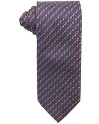 Hermes Purple And Mint Logo Jacquard Striped Silk Tie