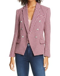 L'Agence Kenzie Double Breasted Houndstooth Tweed Blazer