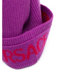 VERSACE JEANS COUTURE Logo Intarsia Knit Ribbed Beanie