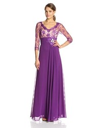 Ever Pretty Empire Waist Chiffon And Lace Evening Gown