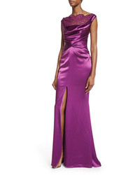 Alessandra Ambrosio wearing Purple Lace Evening Dress, Burgundy Suede ...