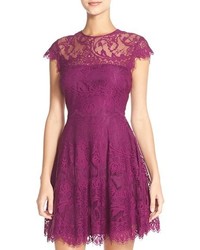 Purple Lace Fit and Flare Dress