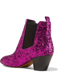 Marc Jacobs Kim Sequined Leather Chelsea Boots Magenta