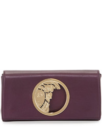 Versace Leather Logo Clutch Bag Dark Purple
