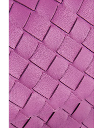 Bottega Veneta Messenger Mini Intrecciato Leather Shoulder Bag Purple