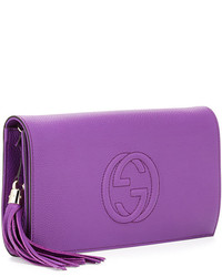 Gucci Soho Leather Clutch Bag Purple