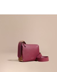 Burberry Buckle Detail Leather And House Check Crossbody Bag