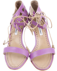 Manolo Blahnik Leather Lace Up Sandals W Tags