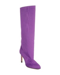 Purple Leather Knee High Boots