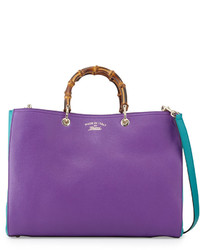 Gucci Bamboo Large Shopper Tote Bag Purpleturquoise