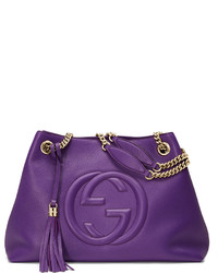 Gucci Soho Medium Leather Tote Bag Purple