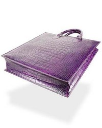 L.a.p.a. Violet Croco Large Tote Leather Handbag Wpouch