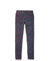 Gucci Skinny Fit Leopard Print Stretch Denim Jeans