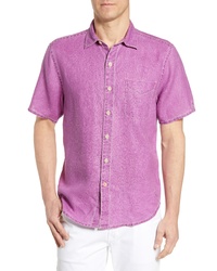 Purple Linen Short Sleeve Shirt