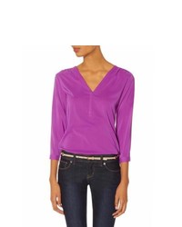 The Limited Glossy Vneck Blouse Purple Xl
