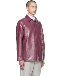 Martine Rose Purple Overshirt Leather Jacket