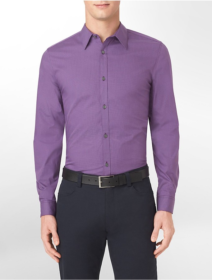 Calvin Klein Slim Fit Fine Stripe Roll Up Sleeve Shirt, $58