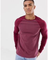ASOS DESIGN Long Sleeve T Shirt With Contrast Raglan In Purple