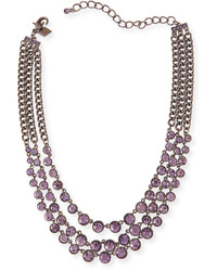 Sequin Katharine Triple Strand Crystal Necklace Purple