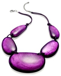 Style&co. Silver Tone Purple Shell Statet Necklace