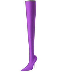 Balenciaga Stretch Pointed Toe Over The Knee Boot Ultraviolet