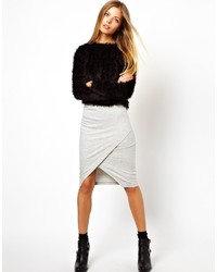 Asos Collection Pencil Skirt In Sweat With Wrap Detail
