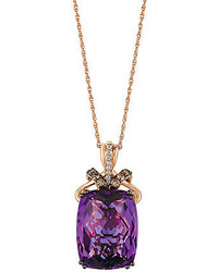 LeVian 14k Rose Gold Amethyst And Diamond Pendant Necklace