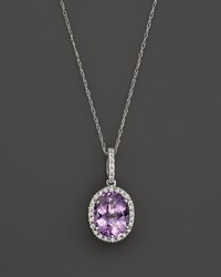 Bloomingdale's Amethyst And Diamond Halo Pendant Necklace In 14k White Gold 16