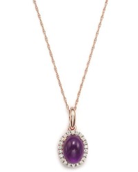 Bloomingdale's Amethyst Cabochon And Diamond Pendant Necklace In 14k Rose Gold 17