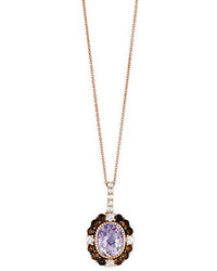 LeVian Amethyst Chocolate Quartz And Vanilla Sapphire 14k Rose Gold Necklace
