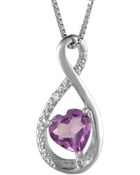 Fine Jewelry Genuine Amethyst And Diamond Accent Heart And Infinity Pendant Necklace