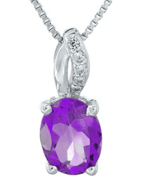 Fine Jewelry Genuine Amethyst And Diamond Accent Sterling Silver Pendant Necklace