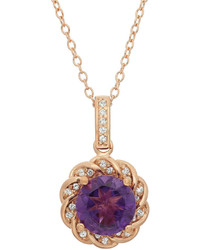 Fine Jewelry Genuine Amethyst Lab Created White Sapphire 14k Gold Over Silver Pendant
