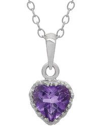 Fine Jewelry Genuine Amethyst Sterling Silver Pendant Necklace