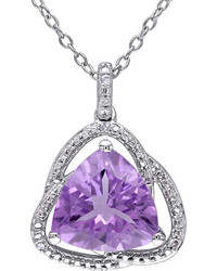 Fine Jewelry Genuine Purple Amethyst And Diamond Accent Pendant Necklace